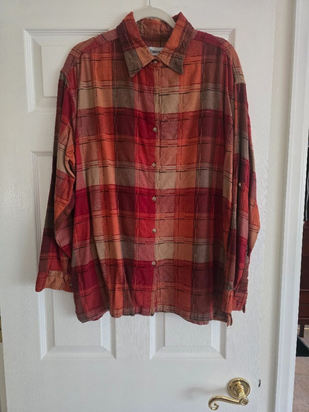 Capistrano Orange Plaid Flannel Shirt 100% Cotton, 2X